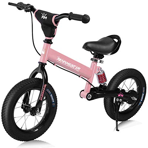 Deuba Rennmeister bicicletta senza pedali per bambini ruote pneumatiche larghe 12' equilibrio bimba e bimbo 2 - 4 anni