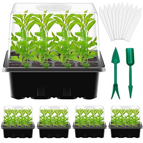 ANSUG Vassoi per propagatori di semi da 5 pezzi, Vassoi di semi ,Mini scatola per serra di propagazione di piante da taglio Vassoi per starter di semi Scatola di germinazione (12 celle per vassoio)