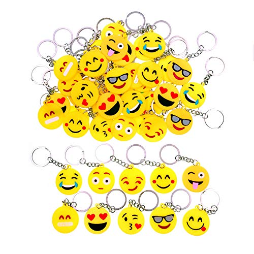 JZK 50 x Emoji Portachiavi Emoticon Porta Chiavi Idea bomboniera pensierino omaggi regalino Gadget Dopo Festa Compleanno Bambini Adulti