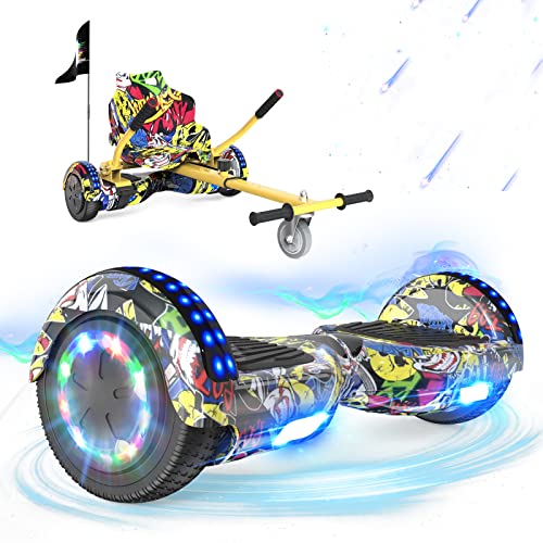 RCB Hoverboards 6.5'' con Hoverkart Go-Kart Costruito in luci a LED Bluetooth Speaker Colorato Ruote, I Migliori Regali per Adolescenti e Bambini