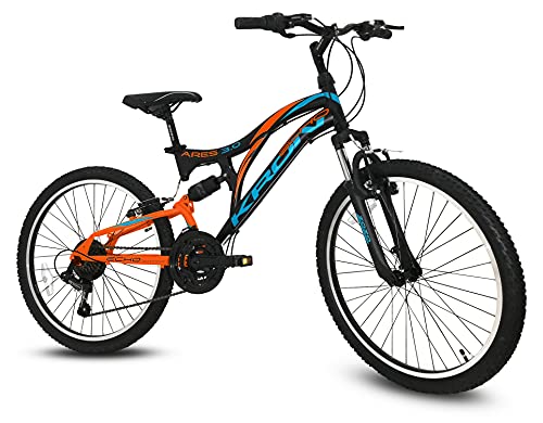 S.T.S. Bicicletta Bici MTB 3.0 Kron 24 Pollici BIAMMORTIZZATA 21 Velocita' Shimano Mountain Bike Ares (Arancione)