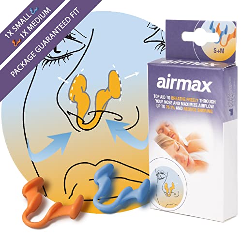 Airmax | Dilatatore nasale contro la congestione nasale | La respirazione attraverso il naso | anti russare | Pacchetto misura garantita - dimensioni piccole e medie - consigliato dai medici