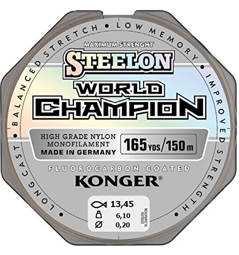 Konger, World Champion, lenza in fluorocarbonio, 0,10-0,30 mm/150 m, lenza monofilo super forte di alta qualità-, 0,18mm / 150m