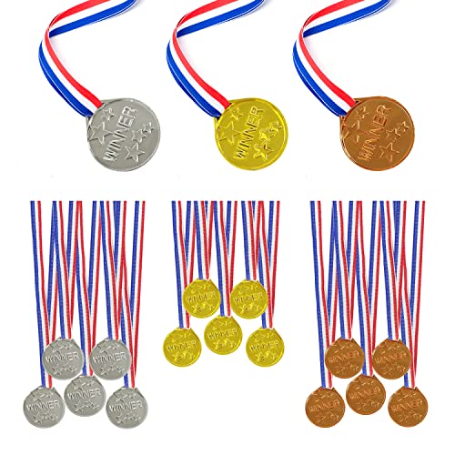 ZWZNBL 15 pezzi di medaglie per bambini, medaglia in plastica, medaglie vincenti, premio di competizioni Sportive per Bambini, medaglia d'oro, argento e bronzo con cinturino