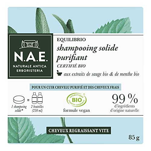 N.A.E. - Shampoo solido certificato bio purificante capelli grassi, 85 g