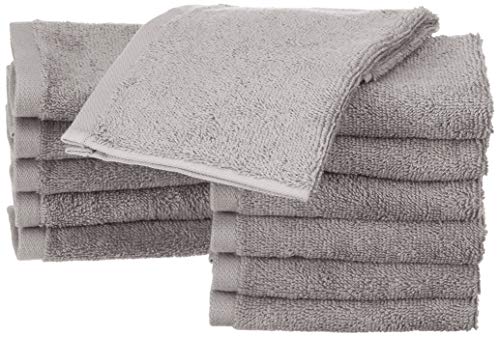 Amazon Basics - Asciugamani in cotone - Confezione da 12, Grigio