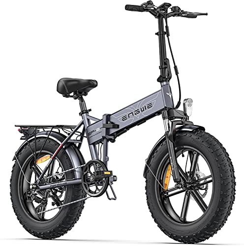 ENGWE Bici Elettrica Pieghevole,20'×4.0' Fat Tire 7 Velocità Bicicletta Elettrica da 48V 13Ah Batteria Rimovibile, Autonomia di 50-120 km E-bike da per Ogni Terreno & MTB & Spiaggia & Neve (Grigio-2)