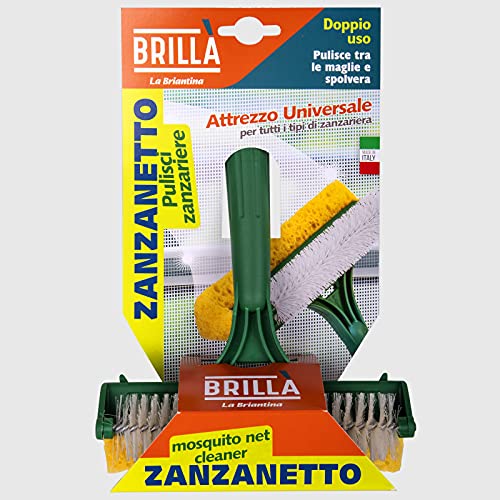 La Briantina ATT02290A Attrezzo Puliscizanzariere con Spugna, Polipropilene, Giallo/Verde, 16x9x27 cm