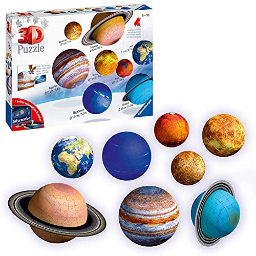 Ravensburger - Puzzle 3D, Sistema Planetario, EtÃ  Consigliata 6+, 540 Pezzi
