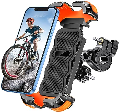 Glangeh Porta Cellulare Bici, Blocco di Sicurezza Antivibrante Porta Cellulare Moto, Porta Telefono Bici 360° Rotabile Compatibile con iPhone 15 14 13 PRO Max, Samsung, 4.7''-6.8' Smartphones