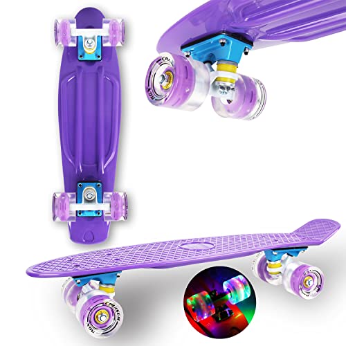 WeLLIFE Skateboard Mini Cruiser Serie RGX Skate 22' 56cm per Bambini Ragazzi Adulti, Skateboard con Ruote Luminose PU 78A Cruiser con Luci Multicolore Flash LED Cuscinetti ABEC-7