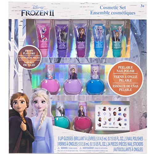 Disney Frozen - Townley Girl Set trucco per ragazze con adesivi per unghie smalto lucidalabbra - 11 pezzi|Perfetto per i pigiama party party| Regalo di compleanno per bambine dai 3 anni in su