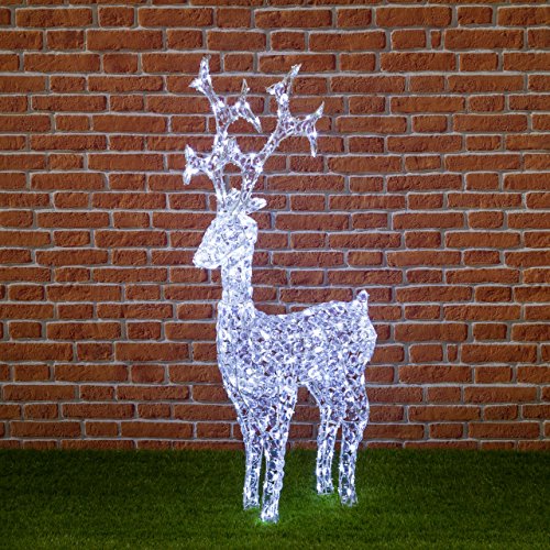 XMASKING Renna con Cristalli, 250 LED Bianco Freddo, H120 cm, Renne Luminose per Esterno, Decorazioni di Natale, luci Natalizie, Figure Luminose
