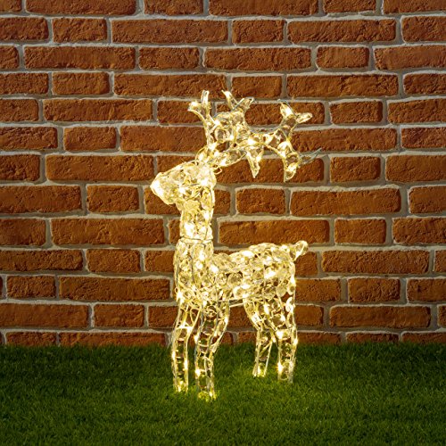 XMASKING Renna in Cristalli acrilici, H70 cm, 100 LED Bianco Caldo, Renne Luminose per Esterno, Decorazioni di Natale, luci Natalizie, Figure Luminose